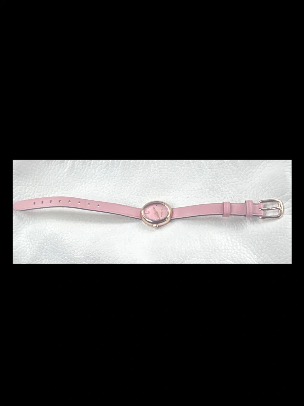 Coach Pink Oval Leather Strap Watch with Rose Gold Case